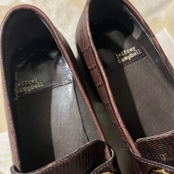 Jeffrey Campbell Student- Brown Croc Platform Block Heel Loafers - Picture 8 of 8